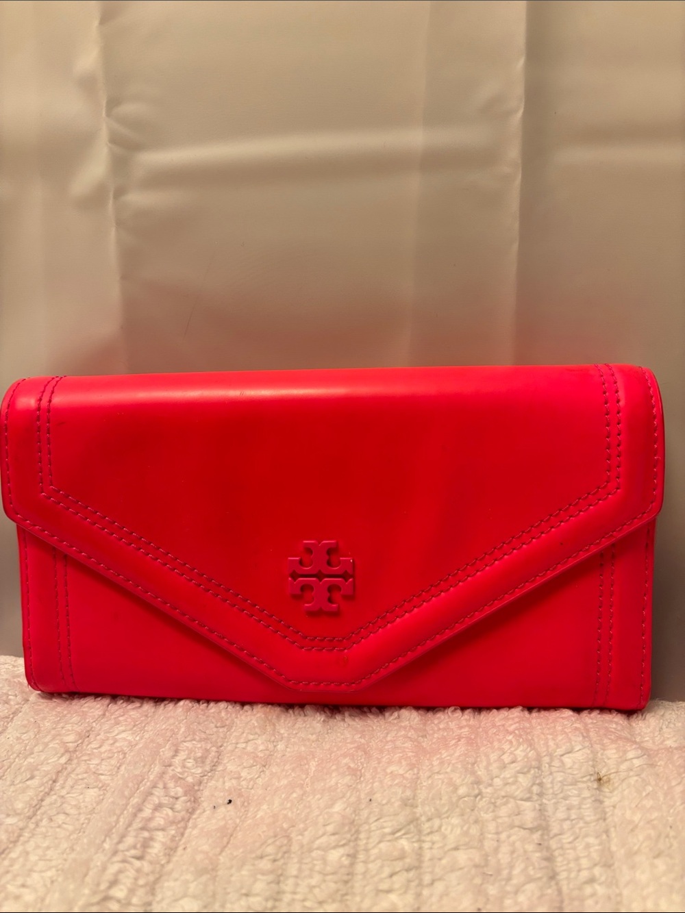 Tory Burch Hot Pink Envelope Wristlet Clutch
